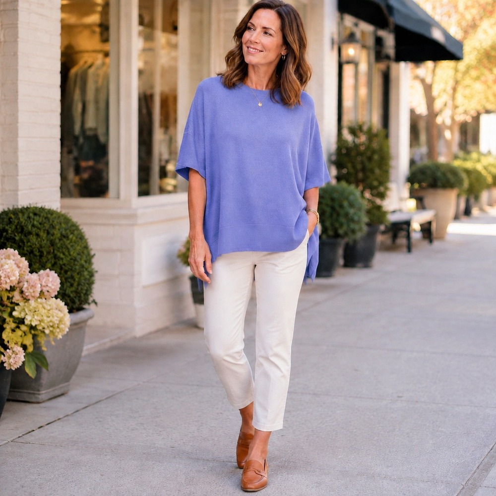 Splendid Womens Short Sleeve Knit Sweater Top Blue Crew Neck Small NWT 1827174